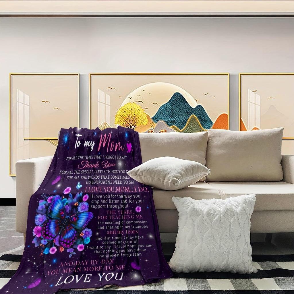 GiftoLuck “To My Mom” Flannel Blanket Soft Cozy Throw Perfect Gift for Mother's Day,Birthday,Holiday
