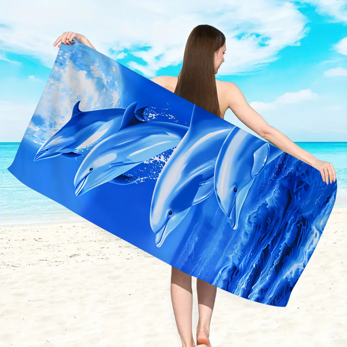 GiftoLuck Ocean Dolphin Turtle Beach Towel Quick Dry Microfiber Summer Travel Sand Free Bath Towel