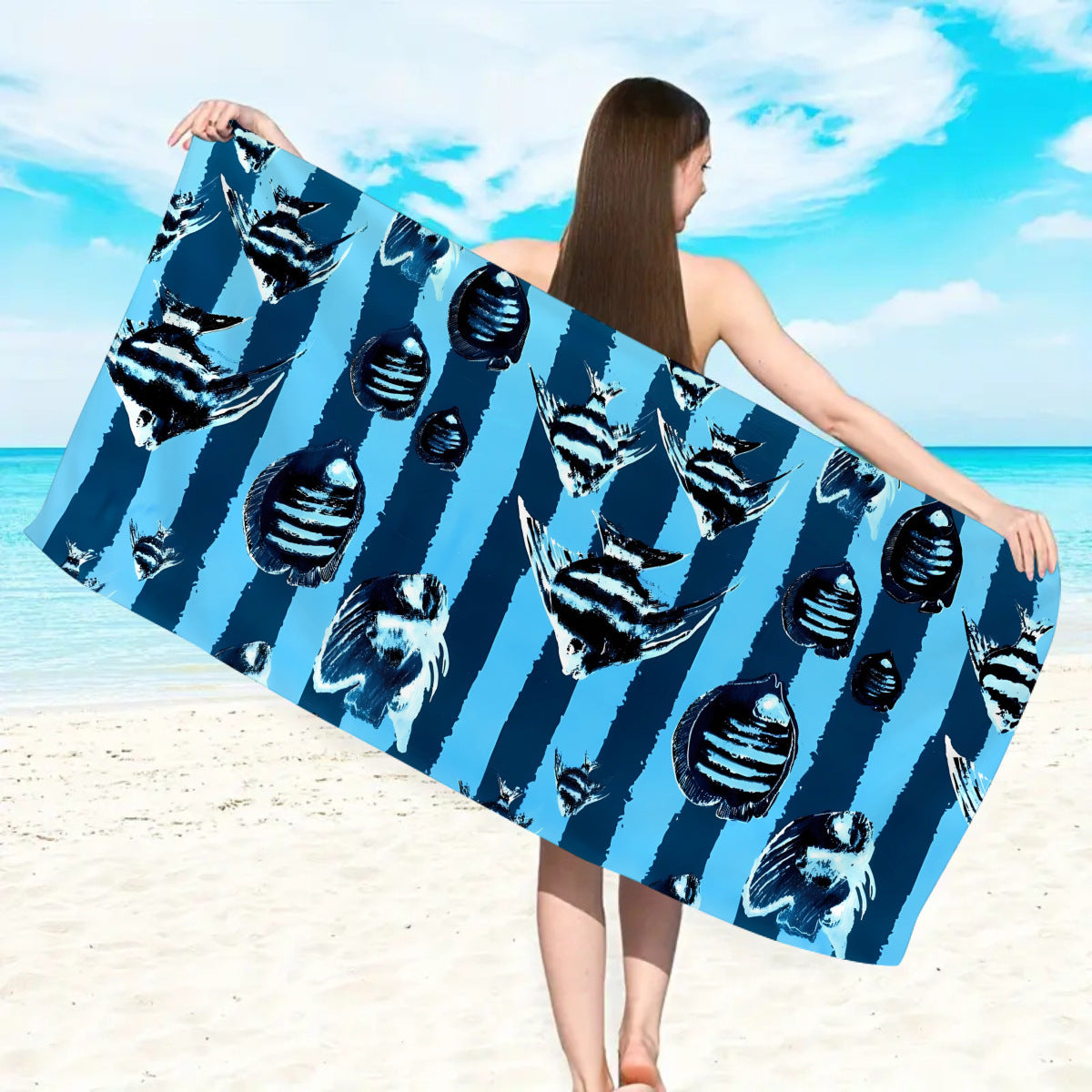 GiftoLuck Ocean Dolphin Turtle Beach Towel Quick Dry Microfiber Summer Travel Sand Free Bath Towel