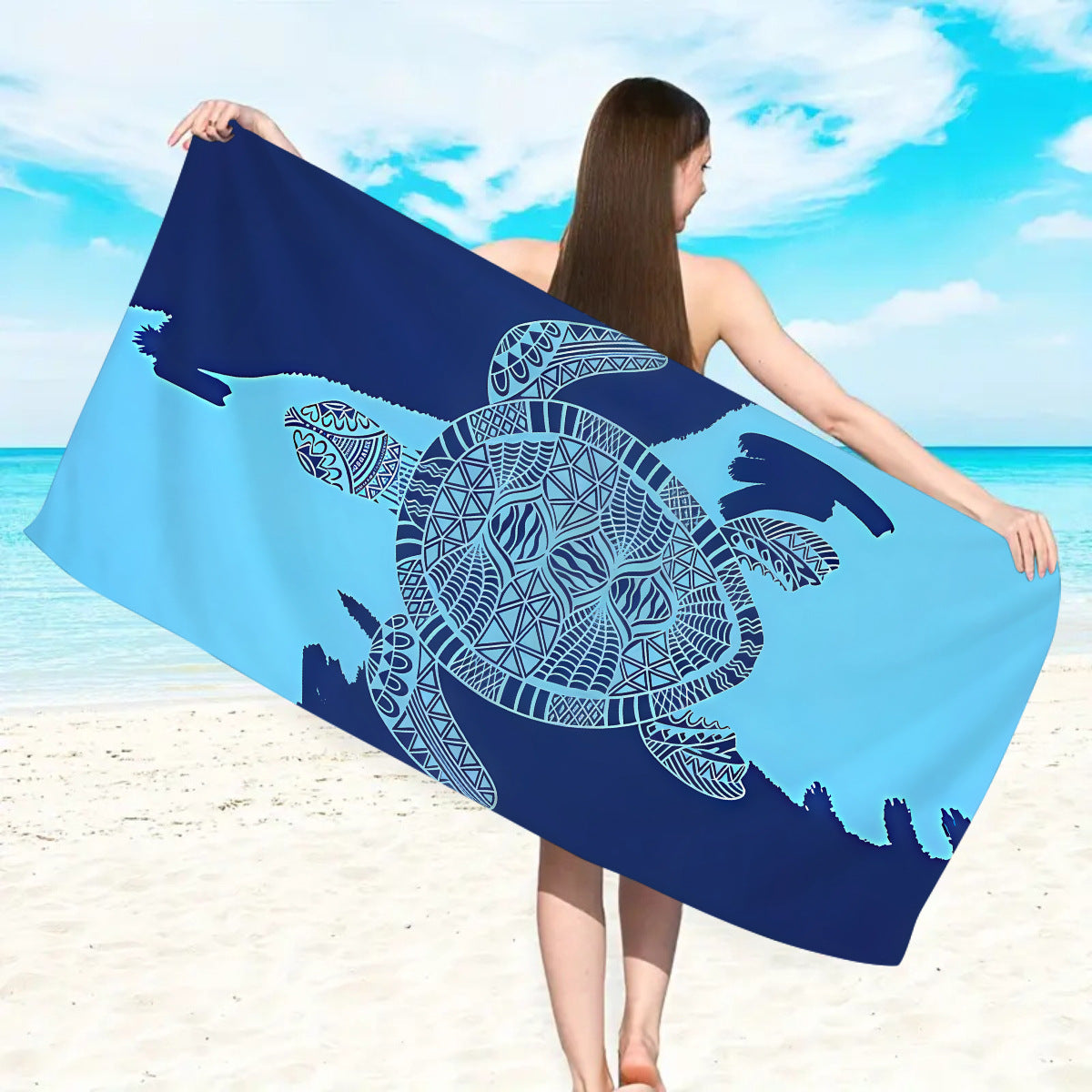 GiftoLuck Ocean Dolphin Turtle Beach Towel Quick Dry Microfiber Summer Travel Sand Free Bath Towel