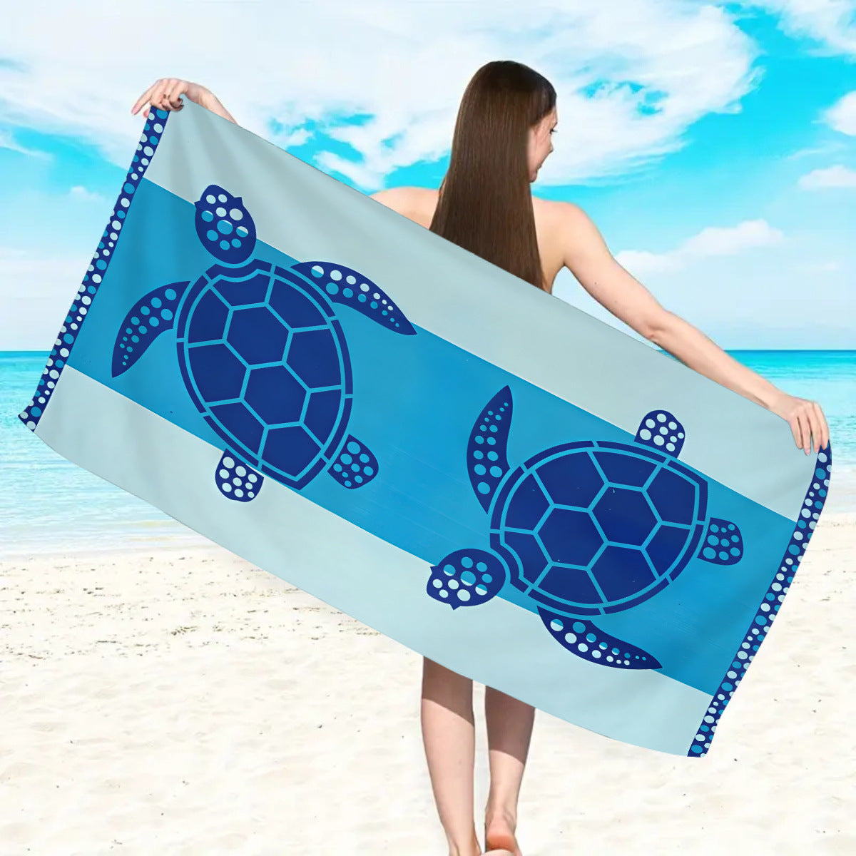 GiftoLuck Ocean Dolphin Turtle Beach Towel Quick Dry Microfiber Summer Travel Sand Free Bath Towel