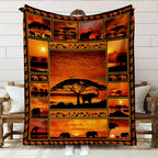 Aonana African Sunset Flannel Throw Blanket