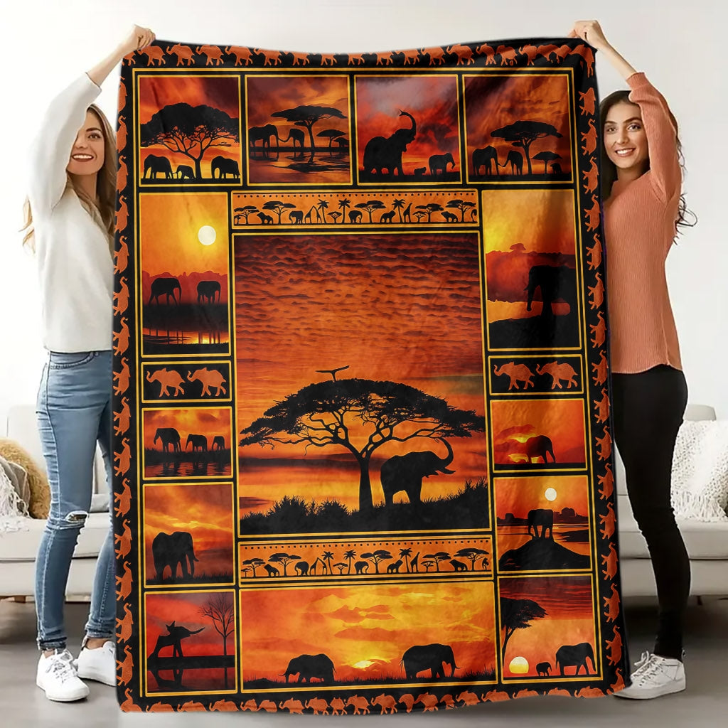 Aonana African Sunset Flannel Throw Blanket