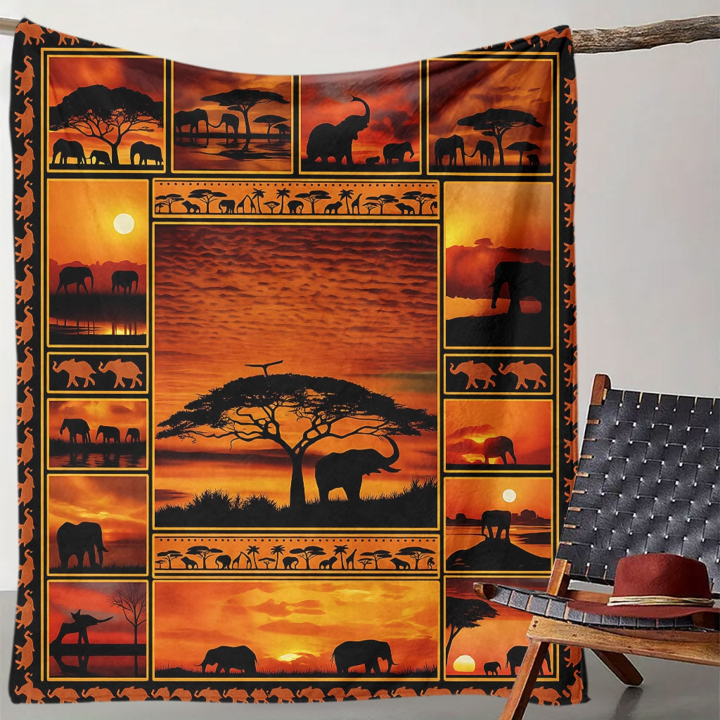 Aonana African Sunset Flannel Throw Blanket