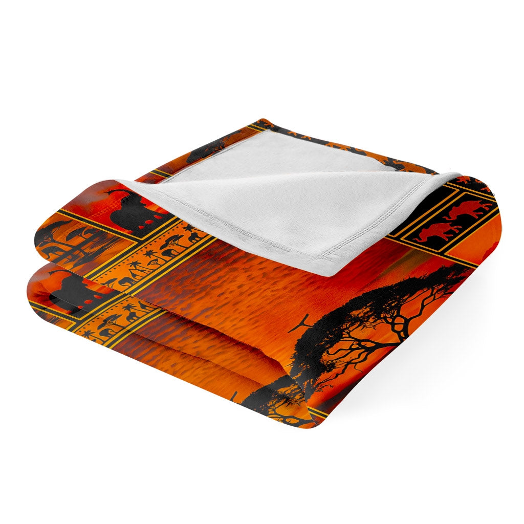 Aonana African Sunset Flannel Throw Blanket