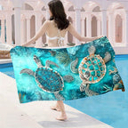 Aonana Sea Turtle Print Quick-Dry Beach Towel