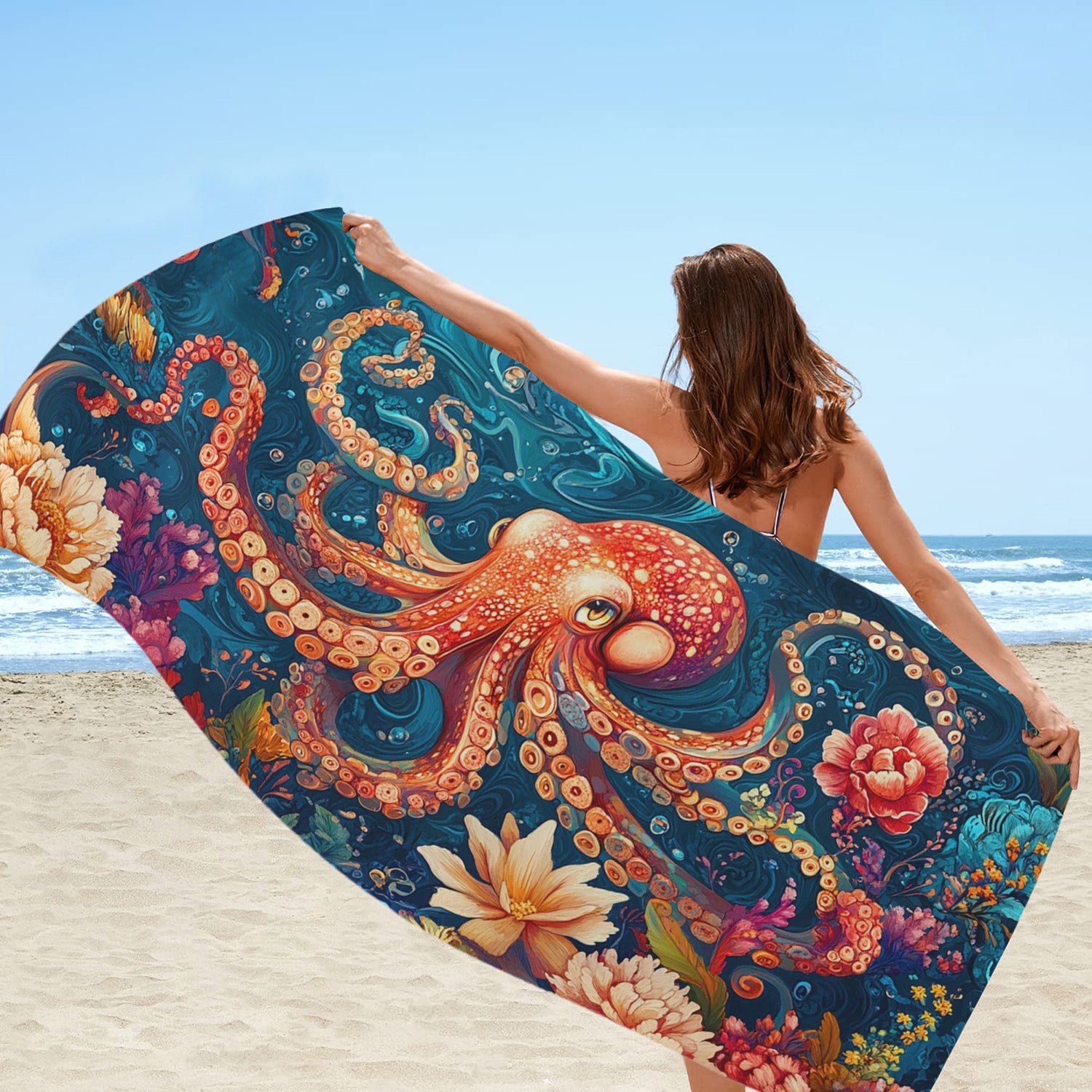 Aonana Octopus Printed Quick-Dry Beach Towel