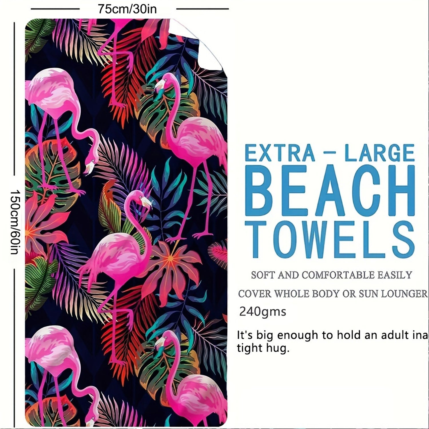 Aonana Flamingo Printed Quick-Dry Beach Towel