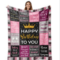 Aonana "Happy Birthday" Crown Gift Flannel Throw Blanket