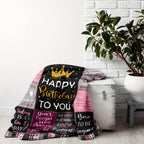 Aonana "Happy Birthday" Crown Gift Flannel Throw Blanket