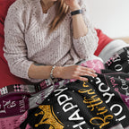 Aonana "Happy Birthday" Crown Gift Flannel Throw Blanket