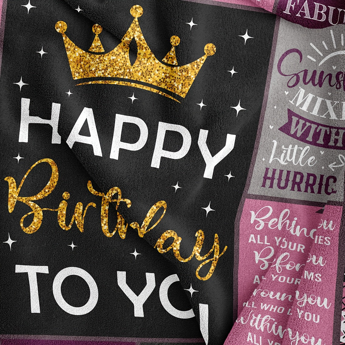 Aonana "Happy Birthday" Crown Gift Flannel Throw Blanket