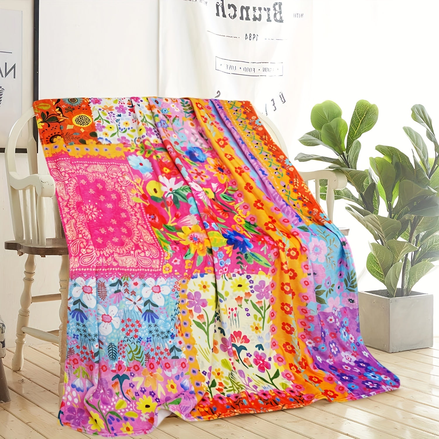 Aonana Luxurious Bohemian Chic Floral Throw Blanket