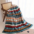 Aonana Bohemian Geometric Stripe Flannel Throw Blanket