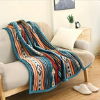 Aonana Bohemian Geometric Stripe Flannel Throw Blanket