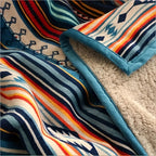 Aonana Bohemian Geometric Stripe Flannel Throw Blanket