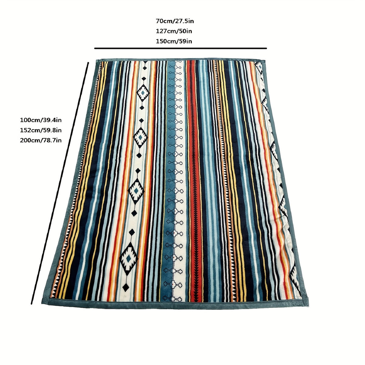 Aonana Bohemian Geometric Stripe Flannel Throw Blanket
