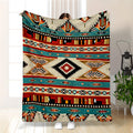 Aonana Turquoise Teal Tribal Boho Flannel Throw Blanket