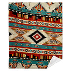 Aonana Turquoise Teal Tribal Boho Flannel Throw Blanket