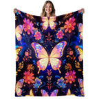 Aonana Secret Garden Butterfly & Floral Soft Cozy Flannel Throw Blanket