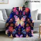 Aonana Secret Garden Butterfly & Floral Soft Cozy Flannel Throw Blanket
