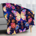 Aonana Secret Garden Butterfly & Floral Soft Cozy Flannel Throw Blanket