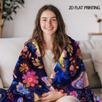 Aonana Secret Garden Butterfly & Floral Soft Cozy Flannel Throw Blanket
