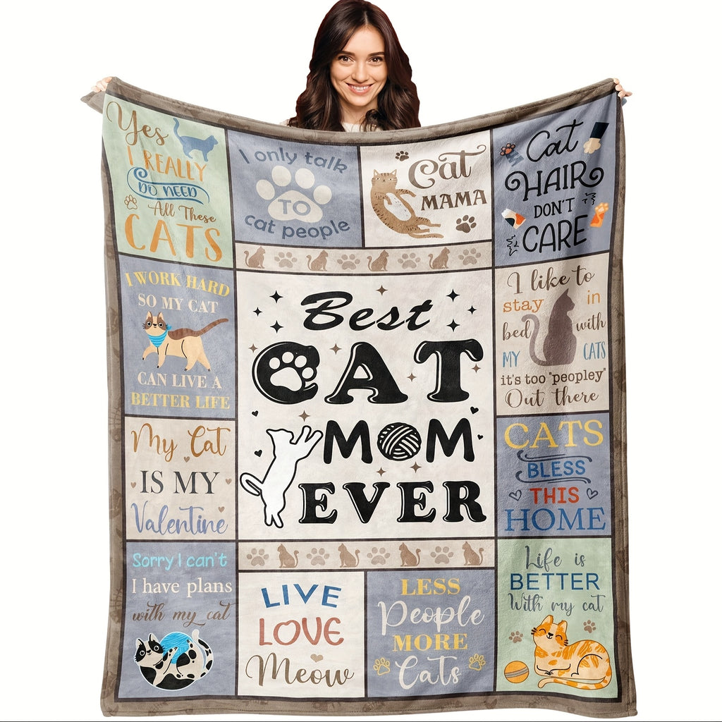 Aonana "Best Cat Mom Ever" Flannel Blanket