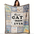 Aonana "Best Cat Mom Ever" Flannel Blanket