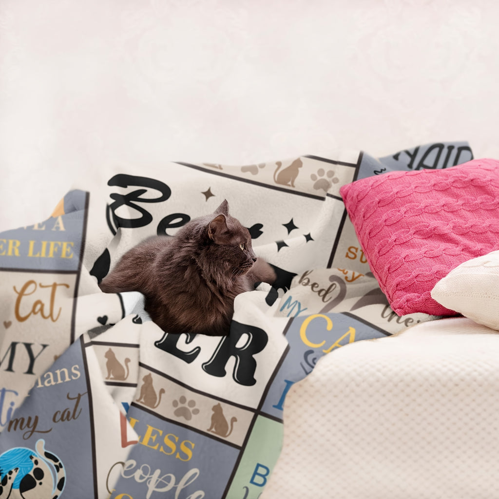 Aonana "Best Cat Mom Ever" Flannel Blanket