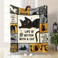 Aonana “Life Is Better With a Cat” Cozy Flannel Blanket