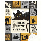 Aonana “Life Is Better With a Cat” Cozy Flannel Blanket