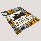 Aonana “Life Is Better With a Cat” Cozy Flannel Blanket