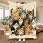 Aonana Cute Cats Group Gifts Cozy Flannel Throw Blanket