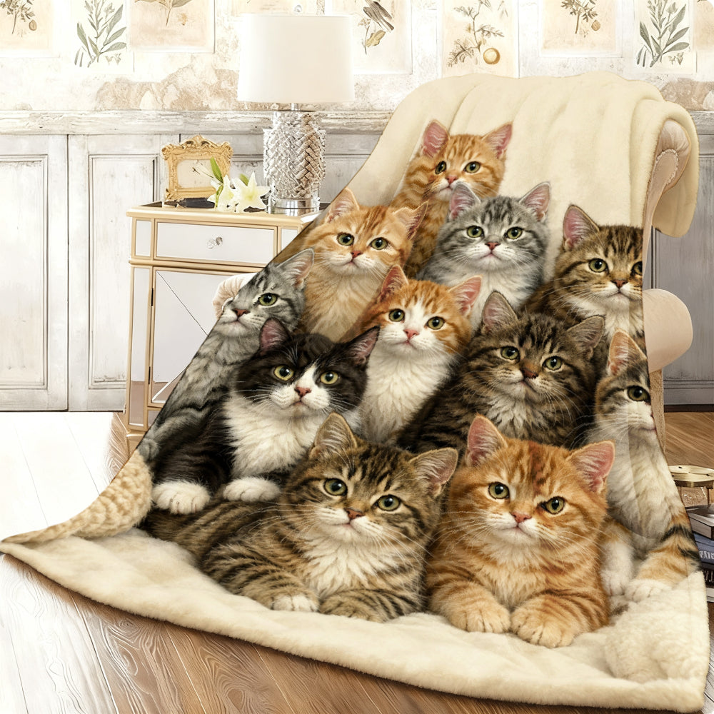 Aonana Cute Cats Group Gifts Cozy Flannel Throw Blanket