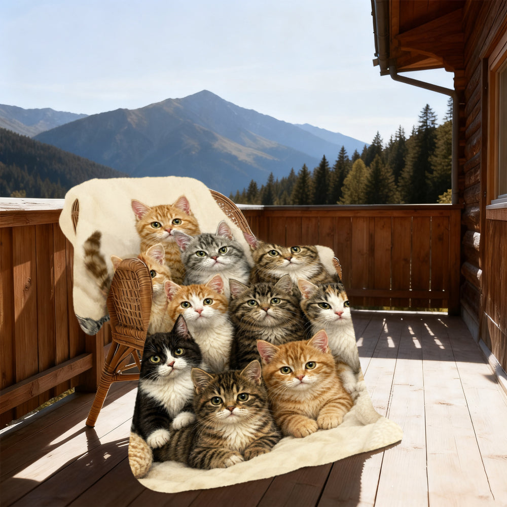 Aonana Cute Cats Group Gifts Cozy Flannel Throw Blanket