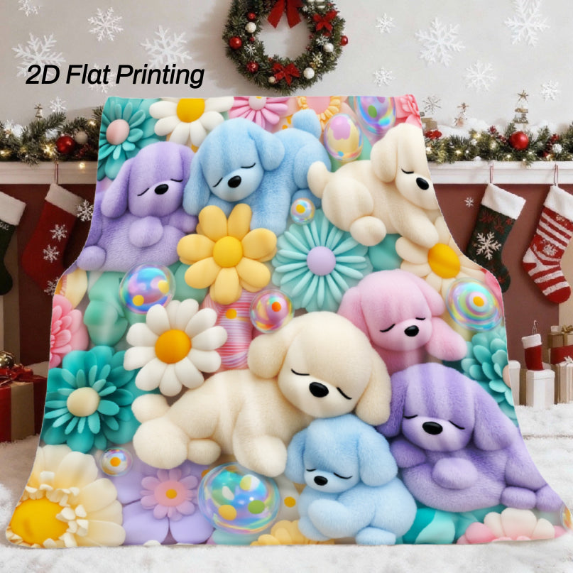 Aonana Cute Dogs Group Gifts Cozy Flannel Throw Blanket