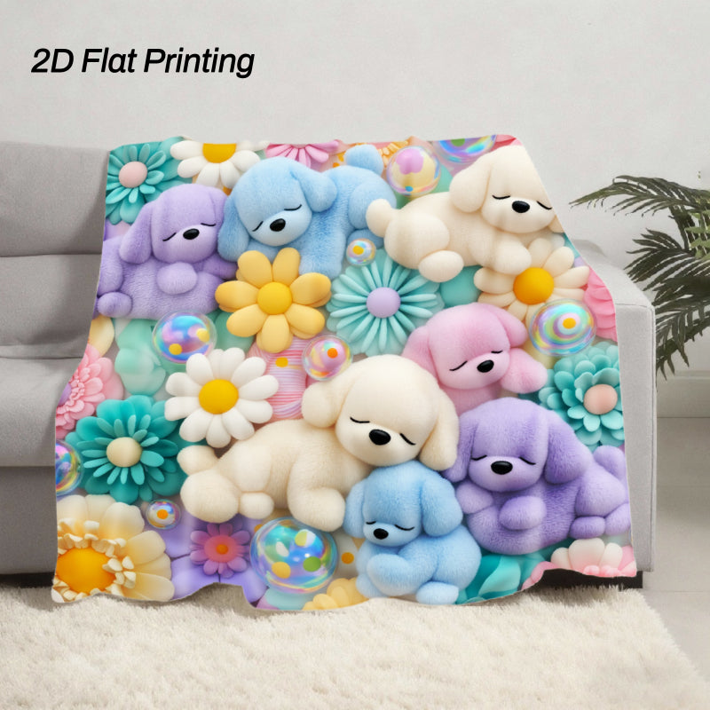 Aonana Cute Dogs Group Gifts Cozy Flannel Throw Blanket