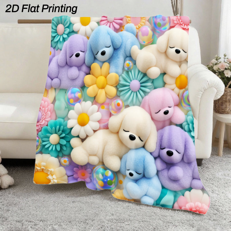 Aonana Cute Dogs Group Gifts Cozy Flannel Throw Blanket