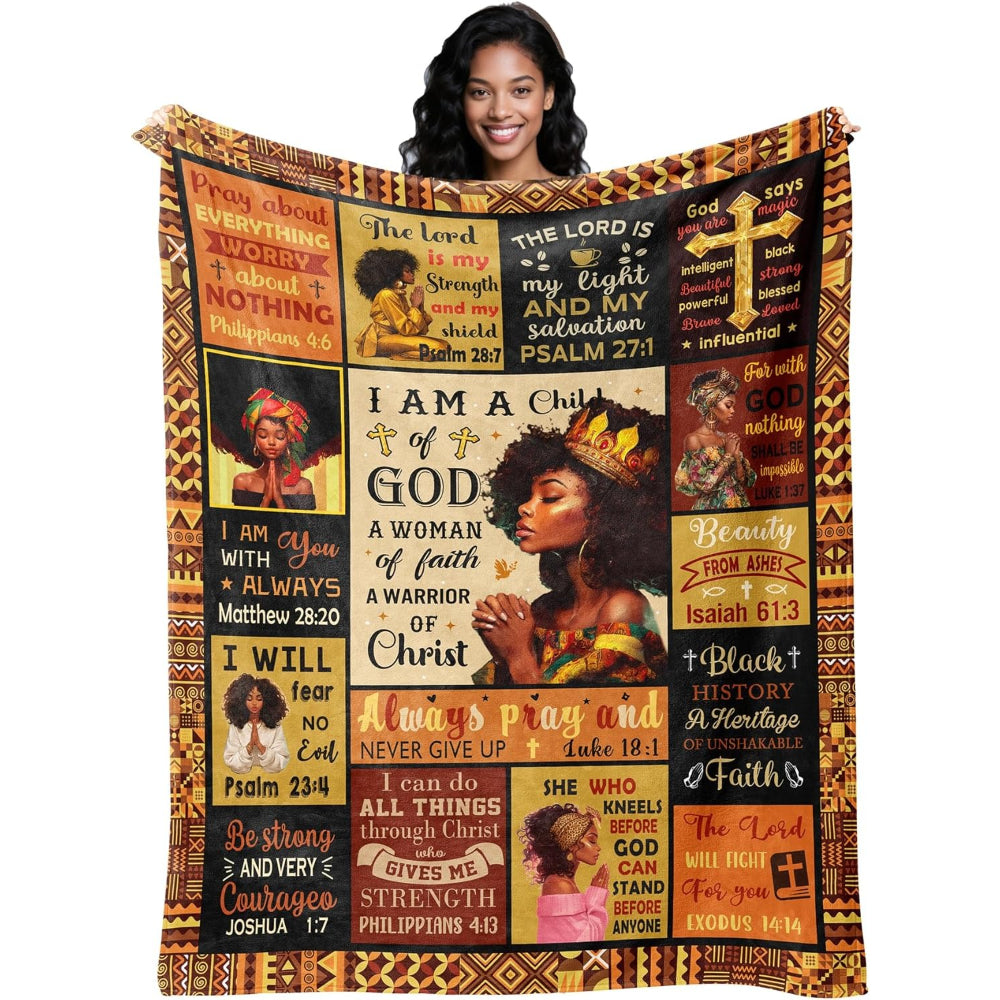 Aonana Christian Religious “I Am a Child of God” Flannel Blanket