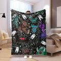 Aonana Glam Style Cryptids Print Cozy Flannel Throw Blanket