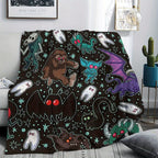 Aonana Glam Style Cryptids Print Cozy Flannel Throw Blanket