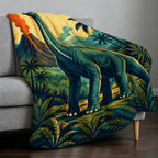 Aonana Dinosaur & Volcano Cozy Flannel Throw Blanket