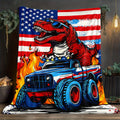 Aonana Red Dinosaur Cozy Flannel Throw Blanket