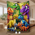 Aonana Adorable Dinosaur Print Flannel Blanket