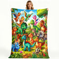 Aonana Cute Dinosaur Jungle Print Flannel Blanket