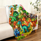 Aonana Cute Dinosaur Jungle Print Flannel Blanket