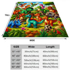Aonana Cute Dinosaur Jungle Print Flannel Blanket