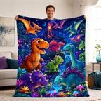 Aonana Dinosaur Jungle Print Cozy Flannel Throw Blanket