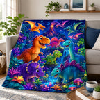Aonana Dinosaur Jungle Print Cozy Flannel Throw Blanket